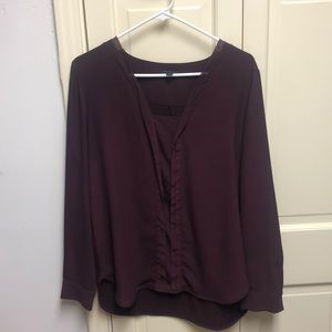 Burgundy Mixed material Ann Taylor blouse